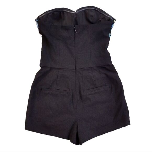 GUESS Black Jewel Embellished Strapless Festie Stretch Romper Shorts Size 2 - Picture 7 of 15